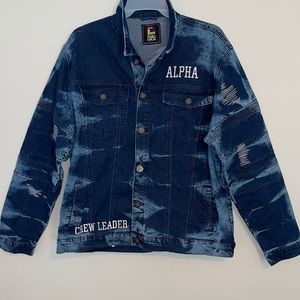 Demo Lition Demolition Mens Acid Washed Stitched Denim streetwear Jacket SizeXXL